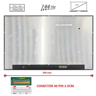 Pantalla para portátil LED 16 Slim 40 Pines 1920x1200 Sin Brackets 144 Hz