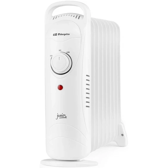 Radiador de aceite Orbegozo Junior RO 1220, 1.200 W, 9 elementos, termostato regulable, blanco
