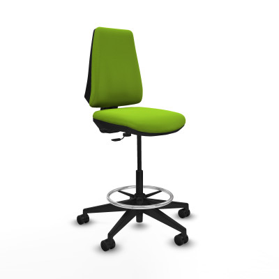 Taburete Elche CP similpiel pistacho base piramidal ruedas 65mm nailon