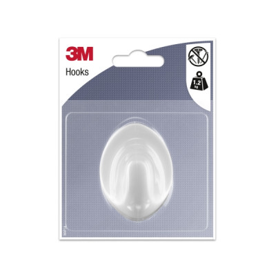 3M Gancho Adhesivo Ovalado - Grande - Soporta hasta 1.2kg - Color Blanco