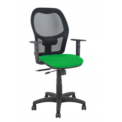 Silla Alocén traslack malla negra asiento bali verde brazos regulables
