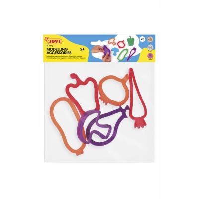 Jovi Modelling Accessories Bolsa Colgable con 6 Moldes de Corte Vegetales - Moldes de Plastico para Plastilina - Formas de Verduras - Color Surtido