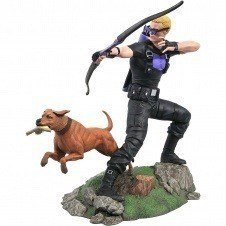 Figura diamond select toys marvel gallery hawkeye ojo de halcon con perro diorama