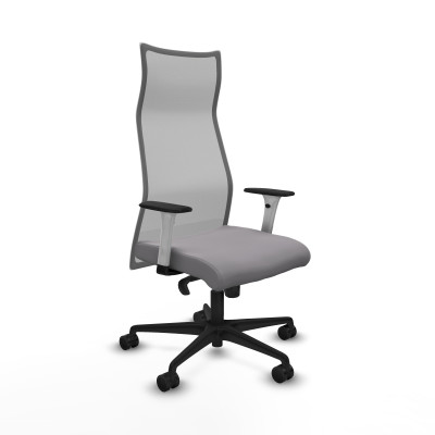 Albacete malla sincro malla gris similpiel gris brazos blancos base nailon ruedas 65 mm nailon