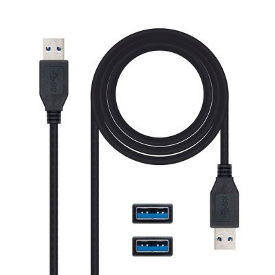 Cable USB 3.0 Nanocable 10.01.1002-BK/ USB Macho - USB Macho/ 2m/ Negro