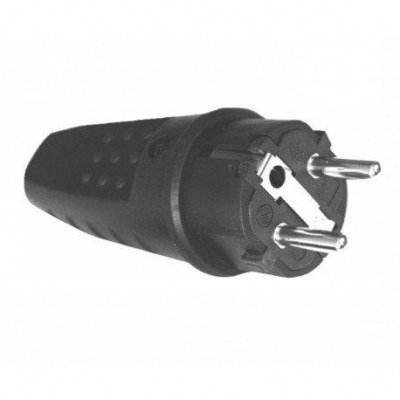Clavija Red Electrica Schuko Macho IP44 GOMA NEGRO