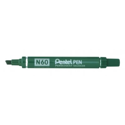 Pentel Pen N60 Rotulador Permanente - Punta Biselada Resistente y Duradera - Resistente a Agua y Luz - Color Verde