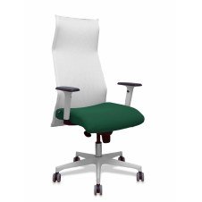 Piqueras y Crespo Sillón Sahuco blanco bali verde botella brazos blancos base blanca ruedas parqué 65mm