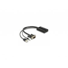 DeLOCK 64172 adaptador de cable de v?deo 0,25 m HDMI tipo A (Estándar) VGA (D-Sub) + 3.5mm + USB Type-A Negro