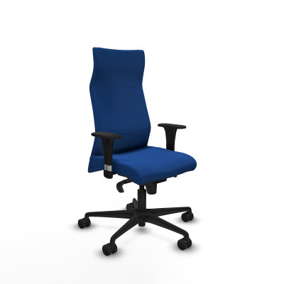 Albacete dirección sincro similpiel azul brazos 1D cromados base nailon ruedas 65 nailon