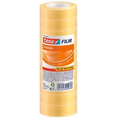 Tesa Tesafilm Standard Pack de 10 Cintas Autoadhesivas Transparentes 15mmx33m - Buena Adherencia y Alta Resistencia a la Luz UV - Sin PVC