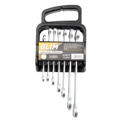 Blim Juego de 7 Llaves Combinadas - Cromo Vanadio - Marcas de Tamaño Unidireccionales y Grandes - Acabado Micromate Chapado en Cromo - Medidas: 8 mm, 10 mm, 11 mm, 13 mm, 14 mm, 17 mm, 19 mm