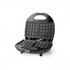 Nedis KAWP200BK gofrera 2 barquillo(s) 750 W Negro, Plata