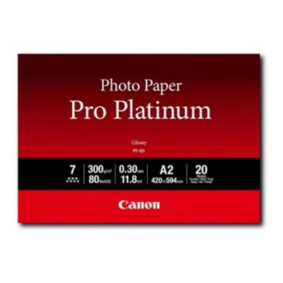 Papel fotografico canon pro platinum pt - 101 a2 20 hojas 300gr