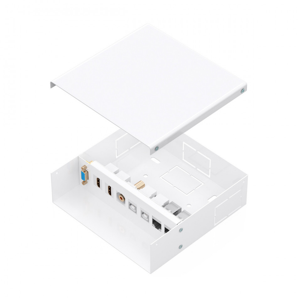 AISENS - CAJA DE CONEXIONES VGA+JACK3.5+2xHDMI+2xUSB-B+2xRJ45 CAT.6A STP, BLANCO