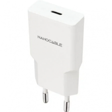 Cargador de Pared Nanocable 10.10.2024/ 1xUSB Tipo-C/ 25W/ Blanco