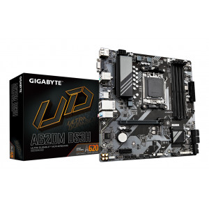 A620M DS3H Placa base - Soporta CPUs AMD Ryzen 8000, VRM digital de 5+2+2 fases, hasta 7600MHz DDR5 (OC), 1xPCIe 4.0 M.2, LAN GbE, USB 3.2 Gen 1