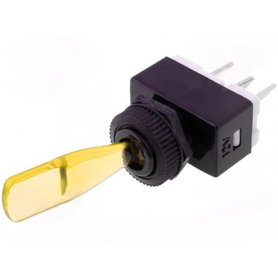 Interruptor Palanca Iluminado AMARILLO 12V 6A OFF-ON