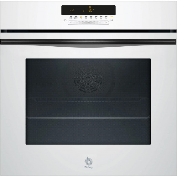 Horno pirolítico Balay 3HB5879B7, 71 litros, 12 funciones, Aqualisis, AirFry, AutoChef 40 recetas, Raíles Flex, Home Connect, clase A+, cristal blanco