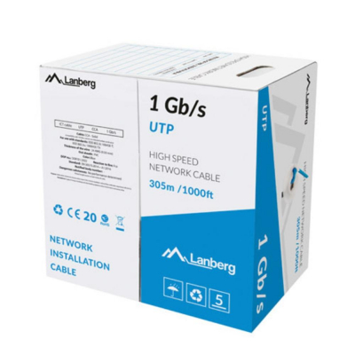 Bobina 1gb - s lanberg u - utp rj45 solido cca awg23 305m azul