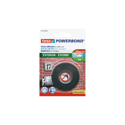Tesa Powerbond Exteriores Cinta Adhesiva de Doble Cara para Exteriores 19mm x 1.5m - Transperente