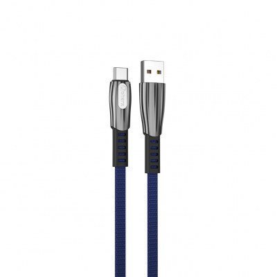 Cable qcharx florence usb a tipo c 3a - 1 m - zinc azul cordón plano premium
