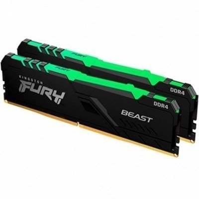 Memoria ram ddr4 16gb 2x8gb kingston - 3200mhz - pc4 - 25600 - fury beast rgb - cl 16 - 1.35v