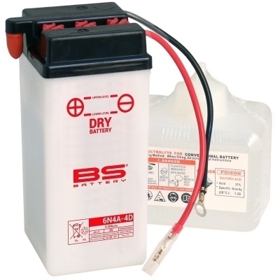 BS BATTERY Battery Conventional with Acid Pack - 6N4A-4D 310513