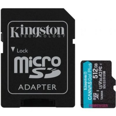 Tarjeta de Memoria Kingston CANVAS Go! Plus 512GB microSD XC con Adaptador/ Clase 10/ 170MBs