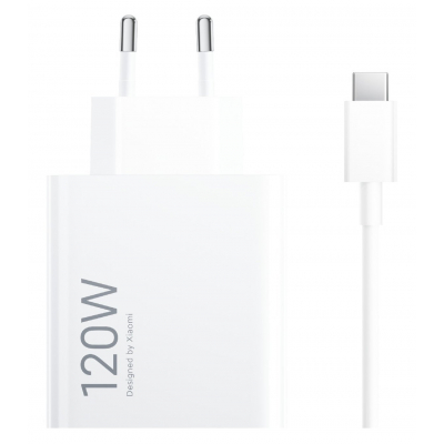 Xiaomi 120W HyperCharge Combo Cargador de Pared para Smartphone USB-A 120W + Cable - Identificacion Inteligente de Dispositivos