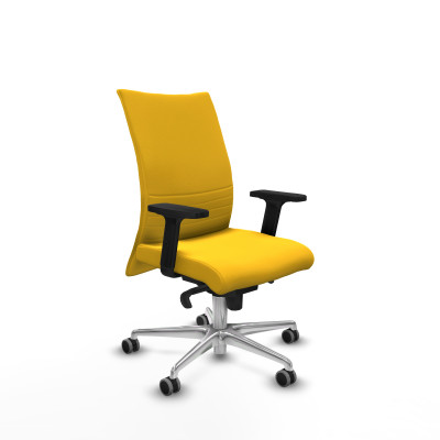 Albacete confidente sincro similpiel amarillo brazos 2D base aluminio ruedas 65mm engomadas