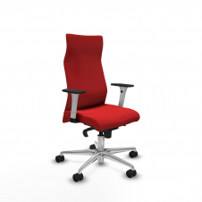 Piqueras y Crespo Albacete direcci?n sincro similpiel rojo brazos 1D blancos base aluminio ruedas 65 nailon