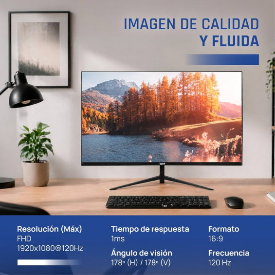 Monitor iggual ML27SDP, 27 pulgadas, Full HD, IPS, 120 Hz, 1 ms, 99 % sRGB, altavoces 2×2 W, HDMI, DisplayPort, VGA, negro - imagen 2