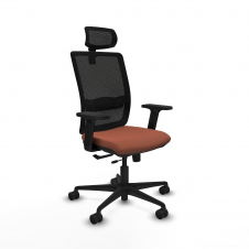 Piqueras y Crespo Haches traslack malla negra bali marr?n brazos 2D base nailon cabecero malla 2D ruedas 65mm nailon