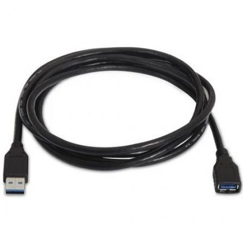 Cable Alargador USB 3.0 Aisens A105-0041/ USB Macho - USB Hembra/ 1m/ Negro