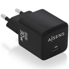 Cargador de Pared GaN Aisens ASCH-30W1P036-BK/ 1xUSB Tipo-C/ 30W