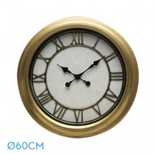 Reloj De Pared Almita Oro 60d Agujas Retro Industrial Gran Tamaño Numeros Romanos