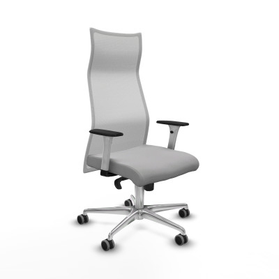 Albacete malla sincro malla blanca bali gris claro brazos blancos base aluminio ruedas 65mm engomadas