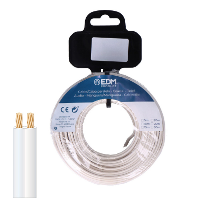 Carrete cable paralelo 2x0,75mm blanco 20m (audio)