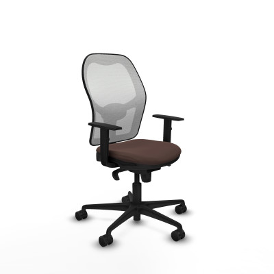 Jorquera sincro malla blanca similpiel marrón oscuro brazos 1D base nailon ruedas 65mm nailon