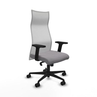 Albacete malla sincro malla blanca similpiel gris brazos 2D base nailon ruedas 65 mm nailon