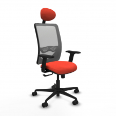 Piqueras y Crespo Zulema sincro malla gris bali naranja oscuro brazos 2D base nailon cabecero fijo ruedas 65mm nailon