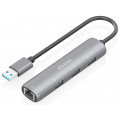 USB3.0 DOCK AISENS USB-A A ETHERNET GIGABIT HUB 3XUSB-A GRIS 15CM