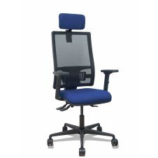Piqueras y Crespo Silla Bormate asincro malla negra asiento bali azul marino brazos 2D ruedas 65mm cabecero regulable