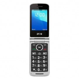 Teléfono móvil Senior SPC 2321NS Prince, personas mayores, 4G, Bluetooth, FM, con base, plata