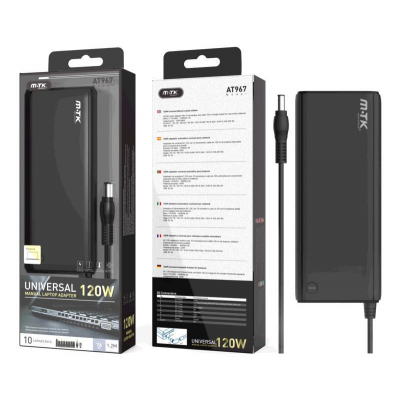 Cargador para portátil universal automático 120W / 10 conectores / 1.2m / AT967 / Mtk