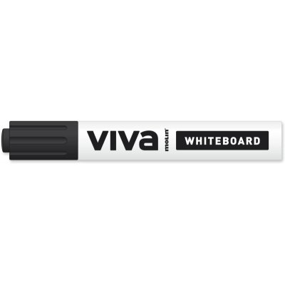 Molin Viva Rotulador para Pizarra Blanca - Punta Redonda de Fibra Sintetica - Trazo 3mm - Tinta con Base de Alcohol - Color Negro
