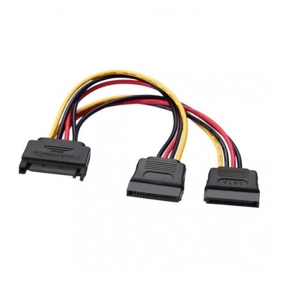 Cable Alimentación Aisens A131-0353/ SATA Macho - 2x SATA Hembra/ 20cm/ Negro