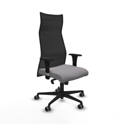 Albacete malla XL sincro malla negra similpiel gris brazos 1D base nailon ruedas 65mm engomadas