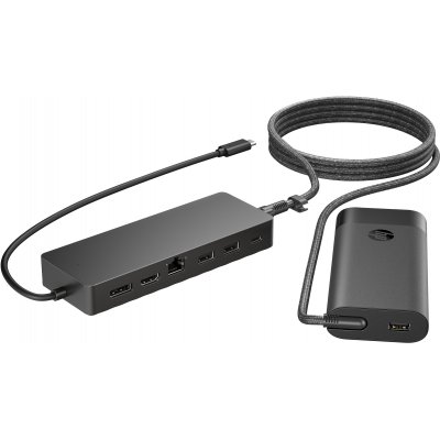 Combinación de concentrador USB-C universal y cargador para portátil